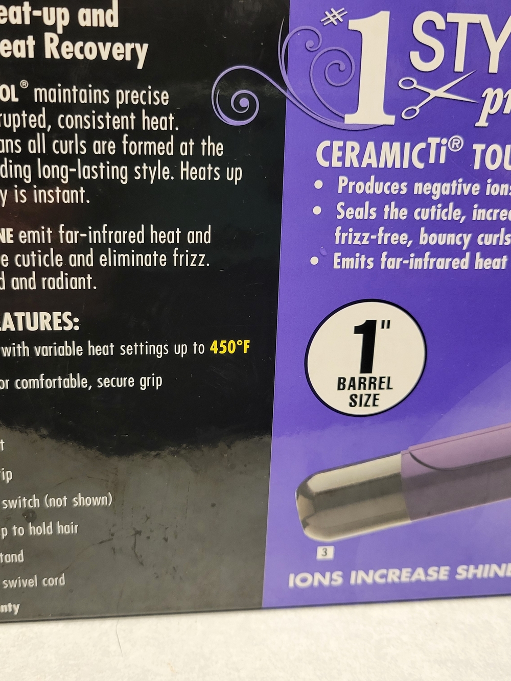 1" Hot Tools Purple Salon Curling Iron - Picture 3 of 4